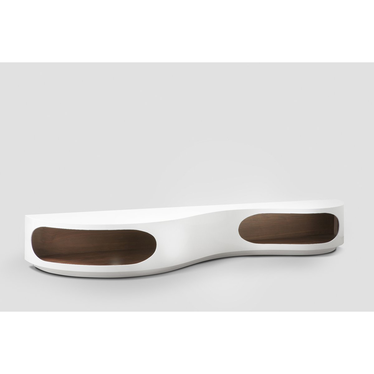 Lowboard 200x50x30 cm wit/walnoot