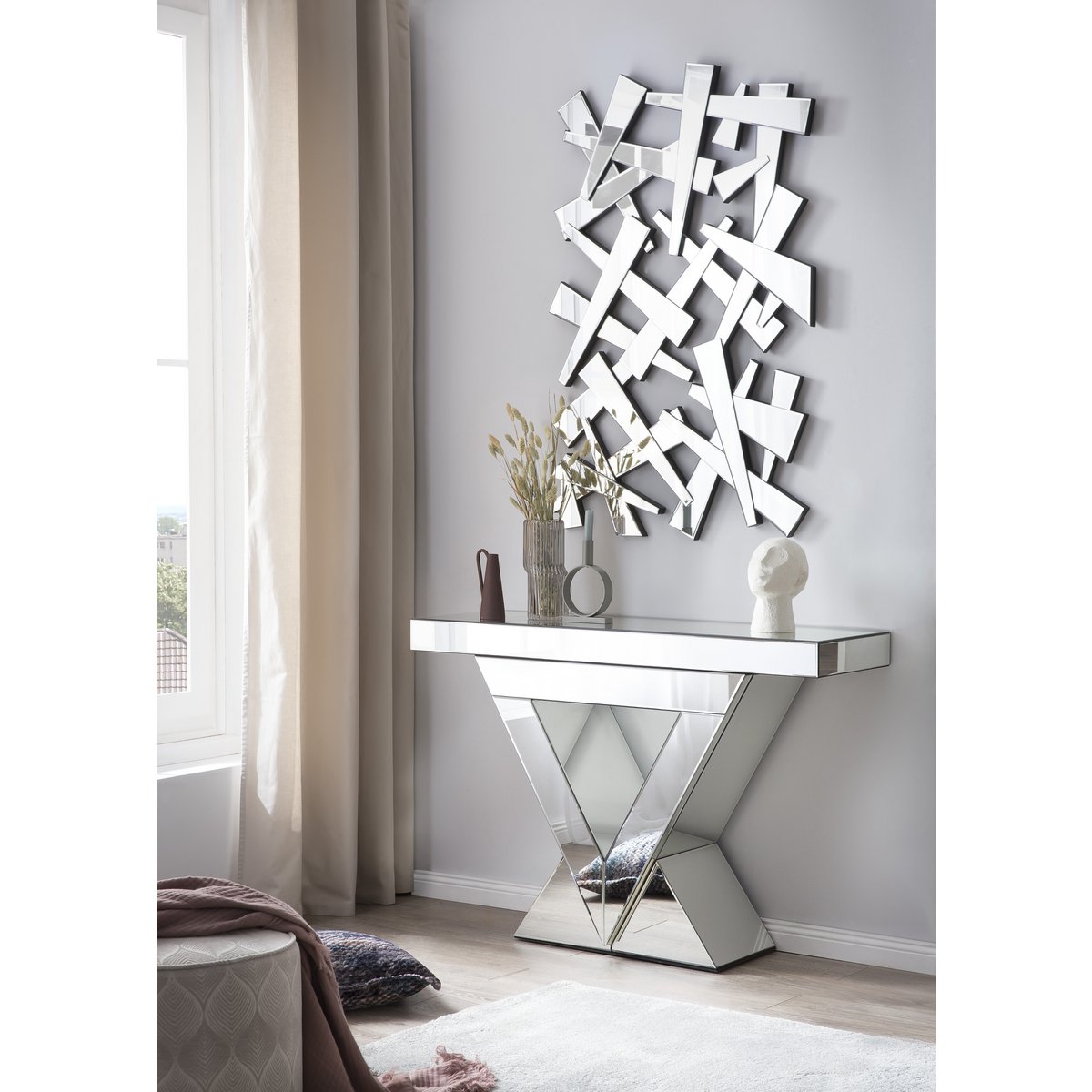 MDF console tafel met spiegelglas