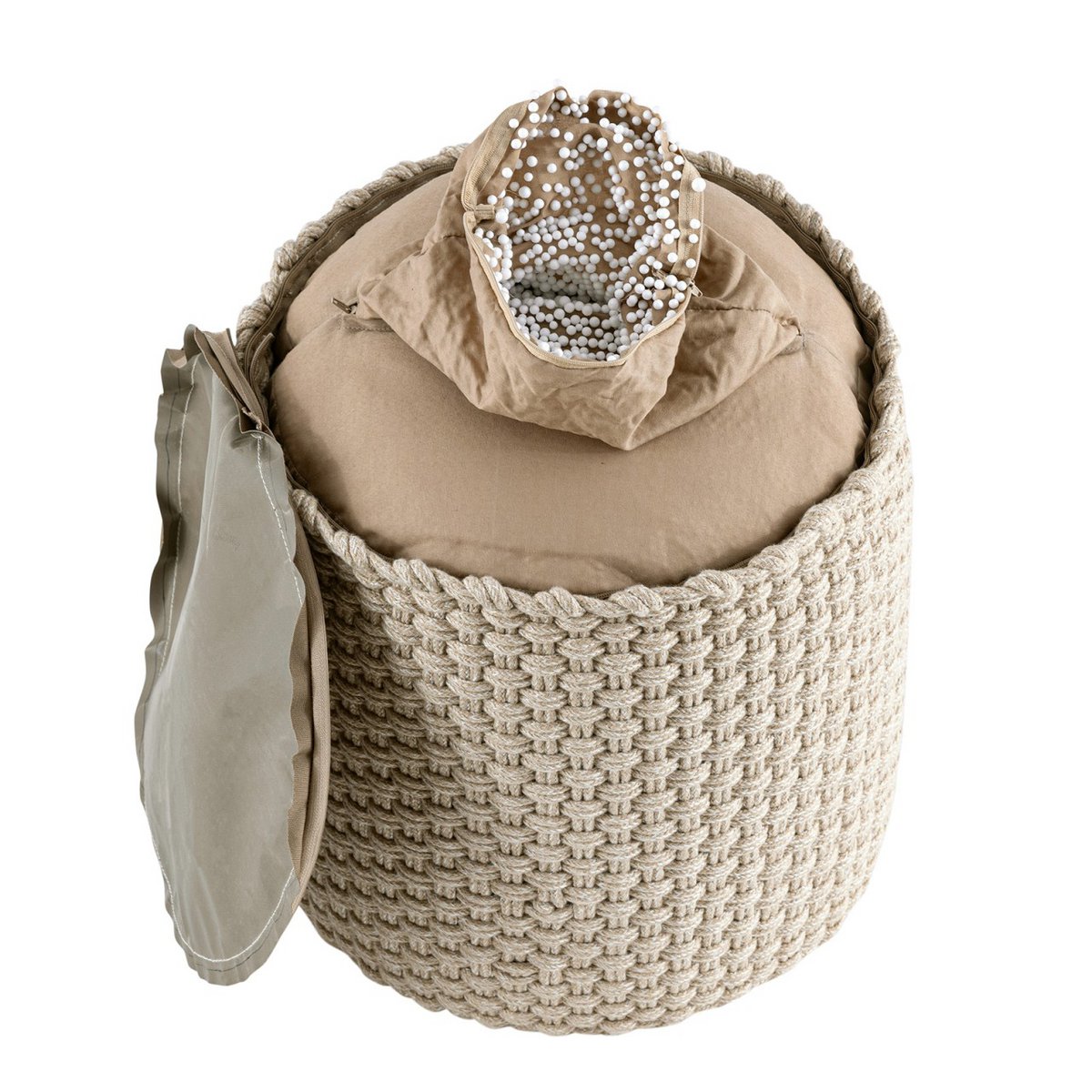Krukken merino pouf outdoor Ø40 h45 cm stoel pouf kan worden vervuld