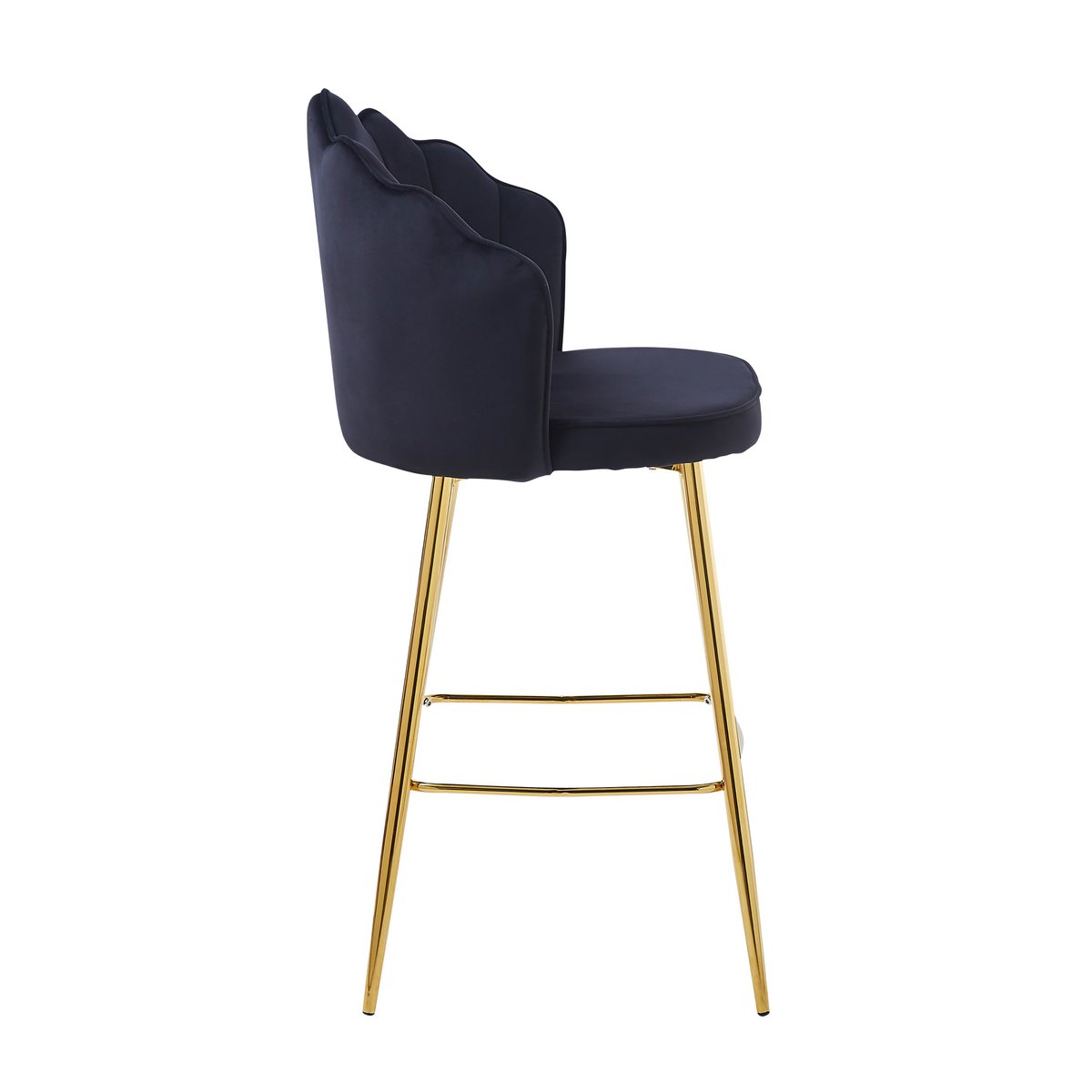 Set van 2 barkrukken met schelpdesign in zwart fluweel
