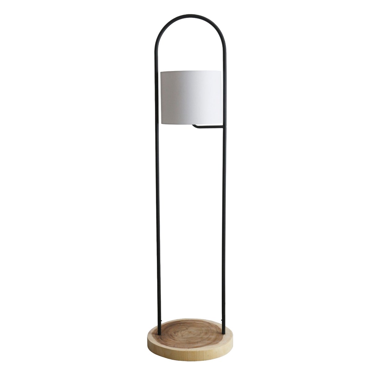 Vloerlamp acaciahout naturel/wit 153 cm