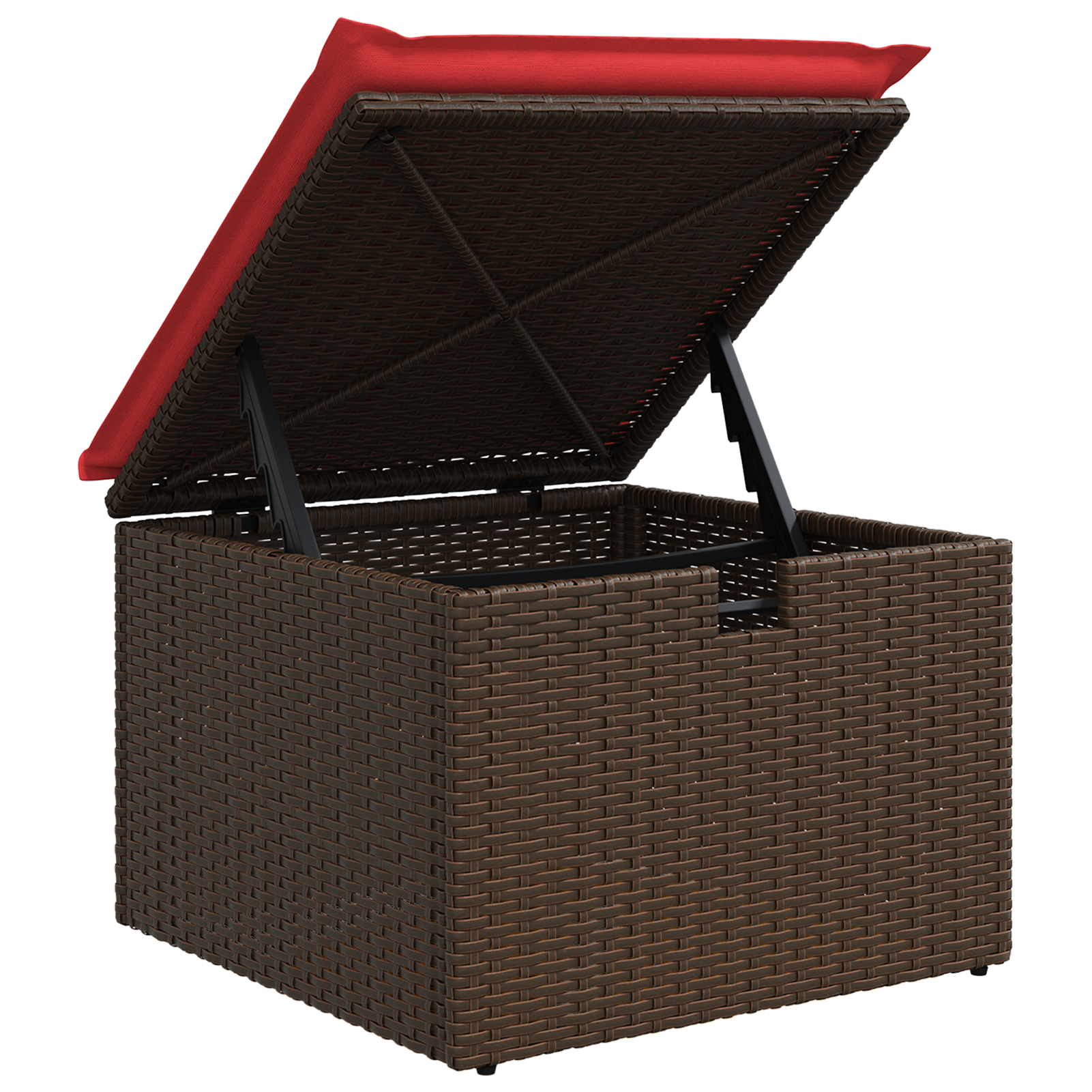 Tuinkruk met kussen 55x55x37 cm poly rattan bruin