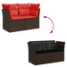 Tuinbank met kussens 2-zits poly rattan bruin