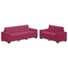 Bankstel 2 pcs Wijnrood 221 x 78 x 80 cm Fluweel
