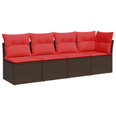 | Tuinbank | met kussen Bruin 227 x 62 x 69 cm poly rattan
