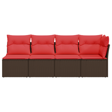 | Tuinbank | met kussen Bruin 227 x 62 x 69 cm poly rattan