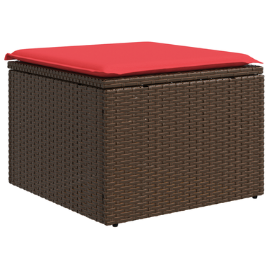 Tuinkruk met kussen 55x55x37 cm poly rattan bruin