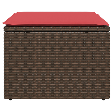 Tuinkruk met kussen 55x55x37 cm poly rattan bruin