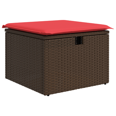 Tuinkruk met kussen 55x55x37 cm poly rattan bruin