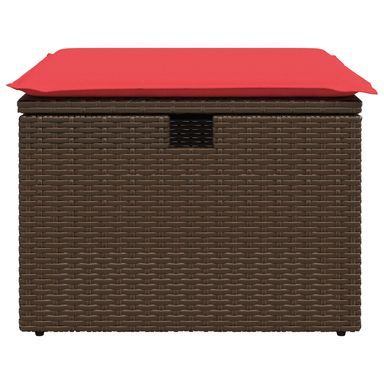 Tuinkruk met kussen 55x55x37 cm poly rattan bruin