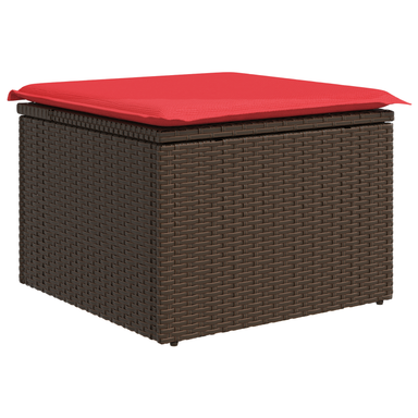 Tuinkruk met kussen 55x55x37 cm poly rattan bruin