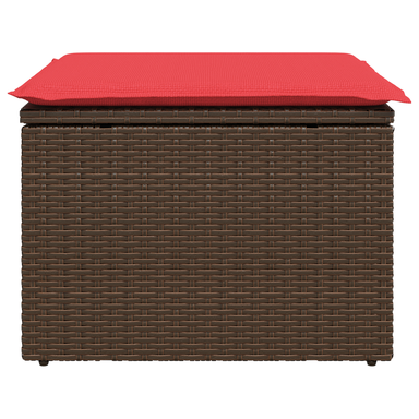 Tuinkruk met kussen 55x55x37 cm poly rattan bruin