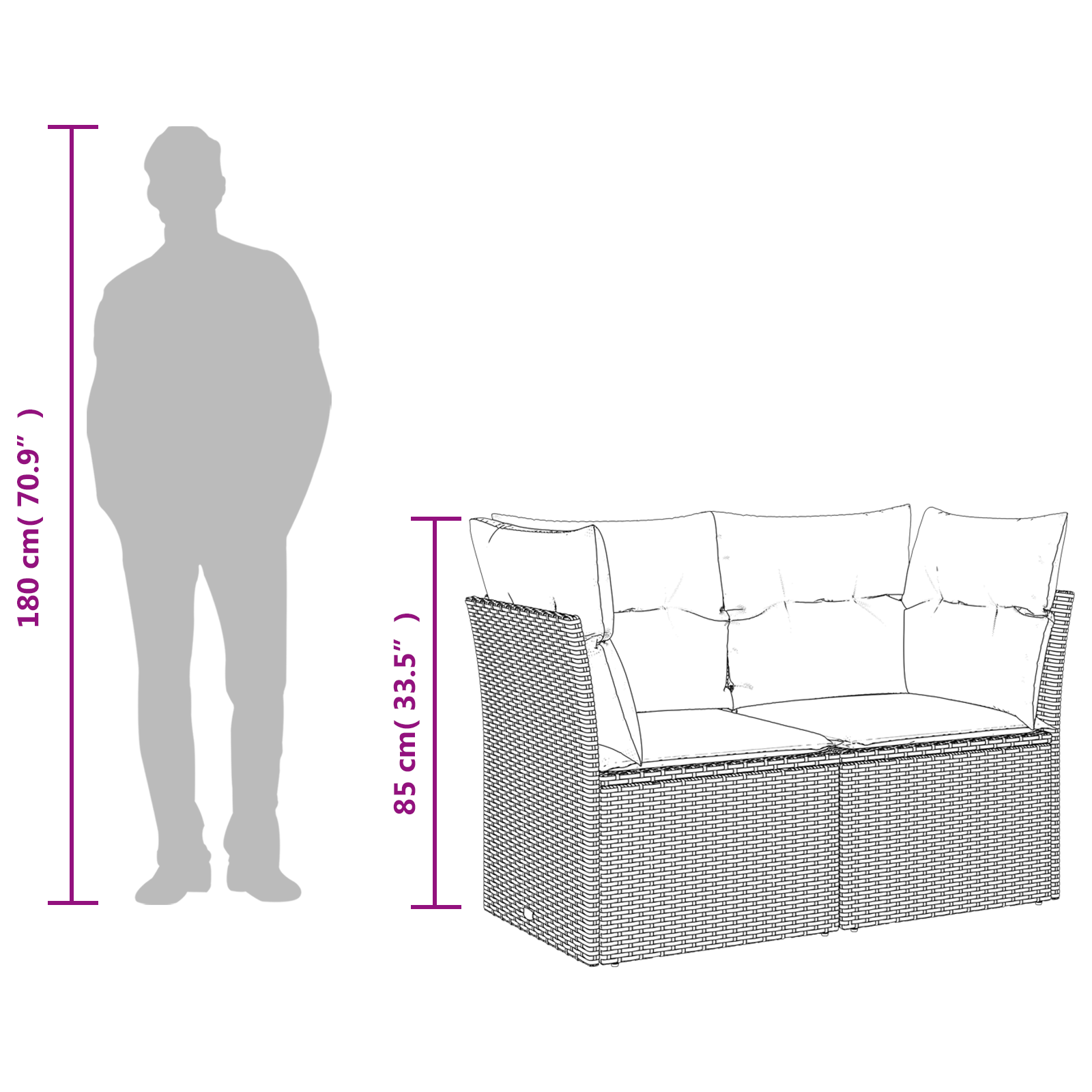| Tuinbank | met kussen met opslag Grijs 124 x 62 x 69 cm Poly riet
