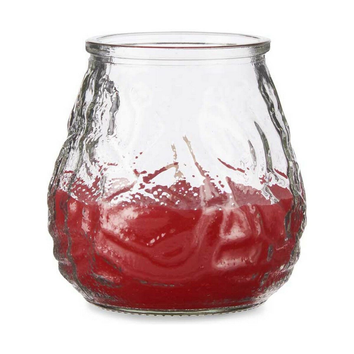 Kaars Geranium Rood Transparant Glas Paraffine 6 Stuks (9 x 9,5 x 9 cm)