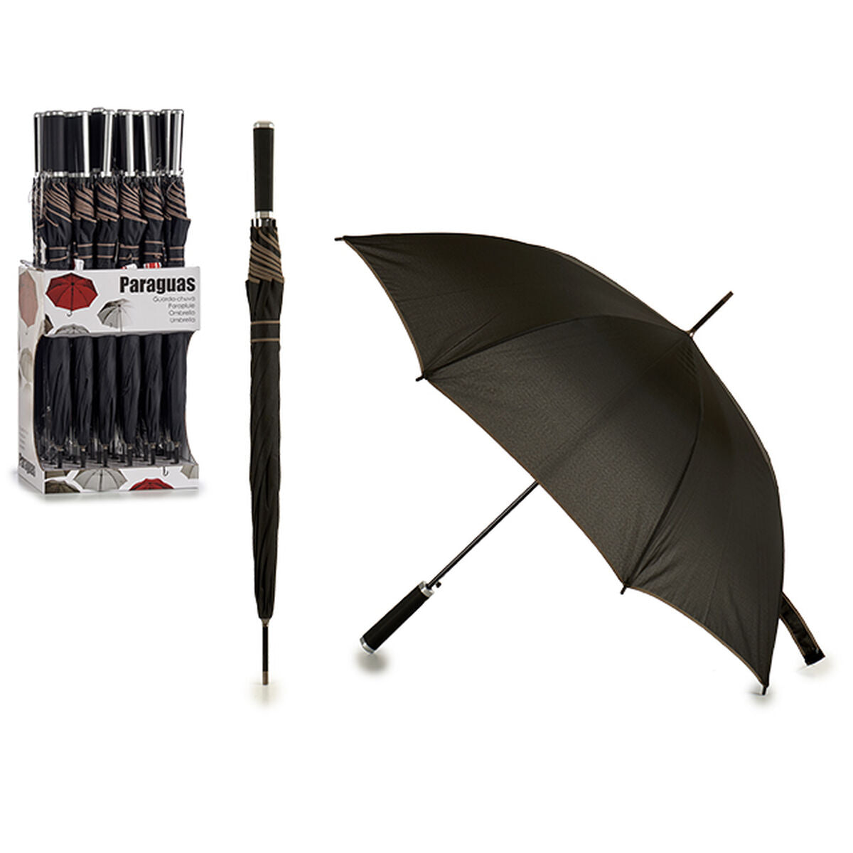 Paraplu Zwart Polyester 100 x 100 x 85 cm (24 Stuks)