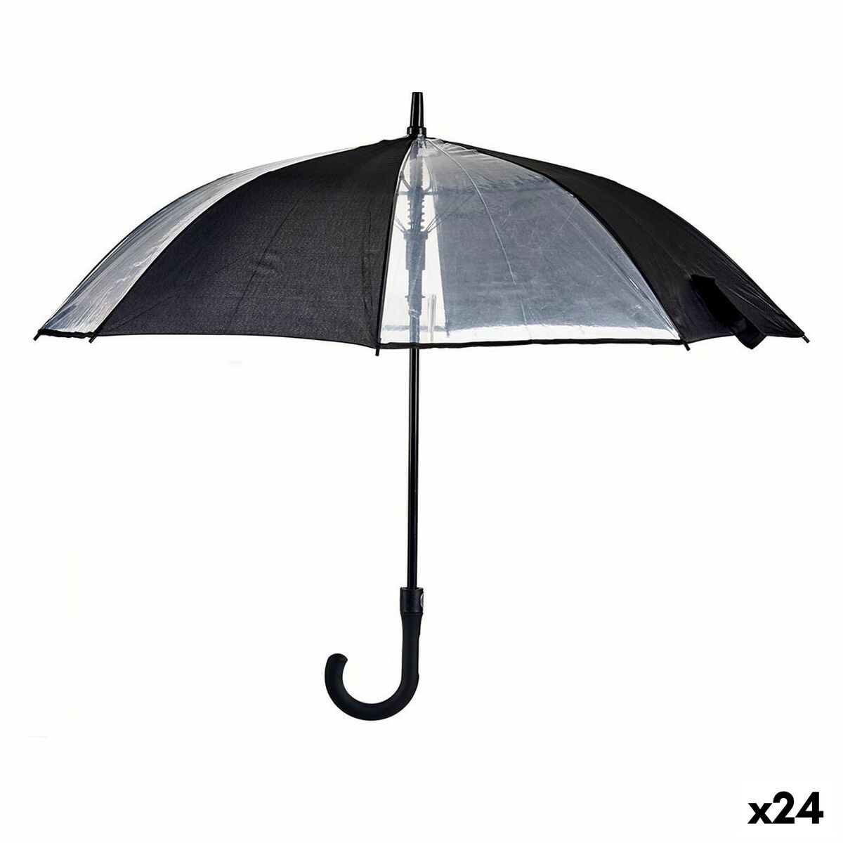 Paraplu Zwart Transparant Metaal Stof 96 x 96 x 84,5 cm (24 Stuks)