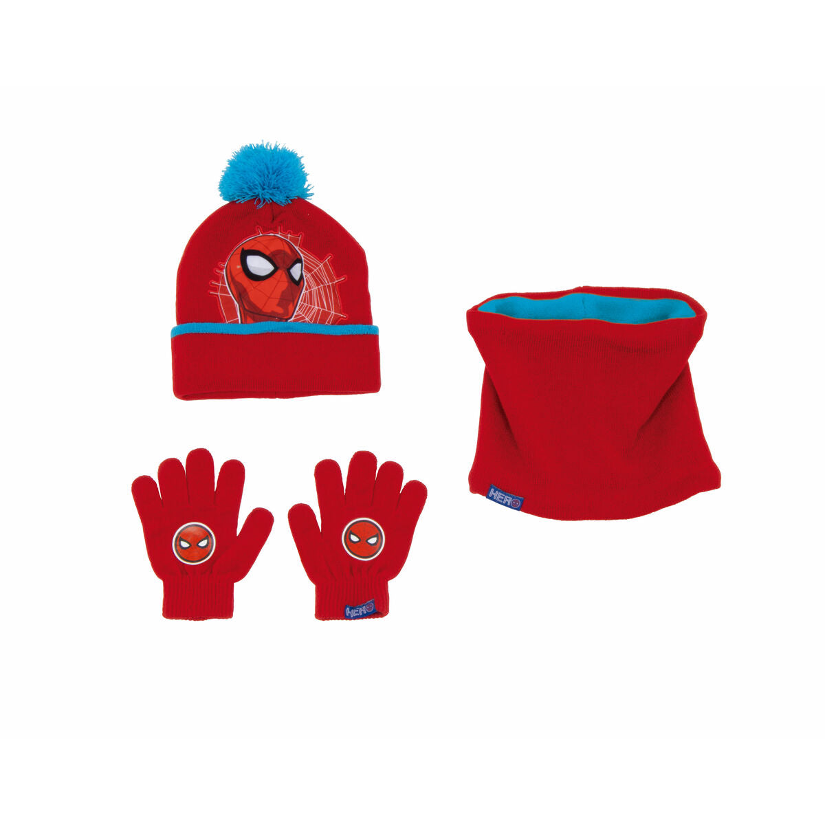 Muts, Handschoenen en Nekwarmer Spider-Man Great power Blauw Rood