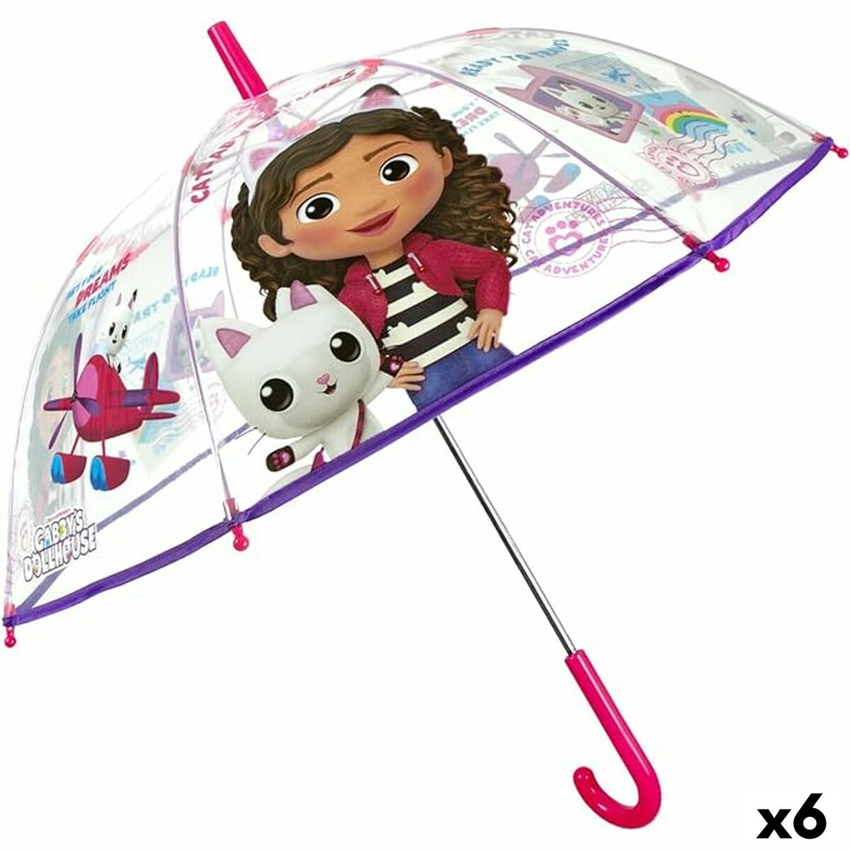 Paraplu Gabby's Dollhouse Multicolour 74 cm (6 Stuks)