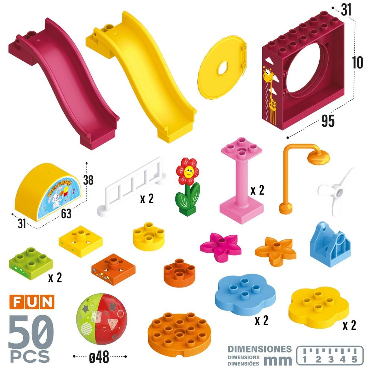 Bouwspel Colorbaby Playground 50 Onderdelen (2 Stuks)