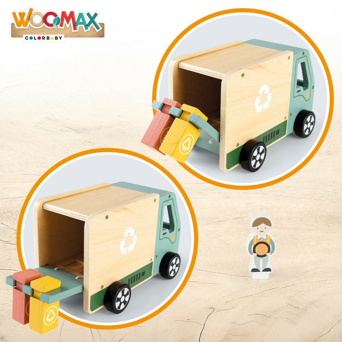 Vuilniswagen Woomax Speelgoed 8 Onderdelen 24 x 15 x 13,5 cm (4 Stuks)