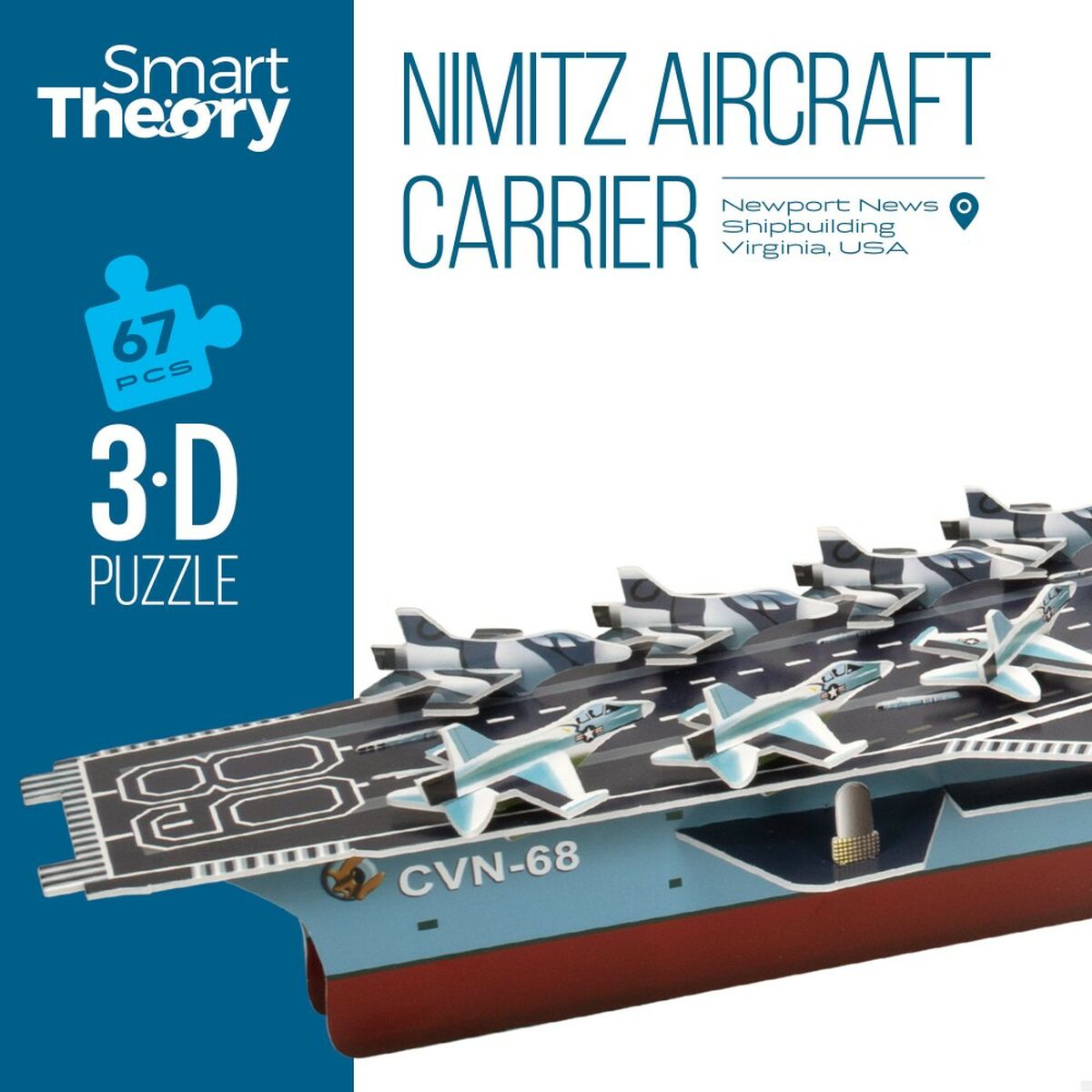 3D puzzel Colorbaby Nimitz Vliegdekschip 67 Onderdelen 77 x 18 x 20 cm (6 Stuks)