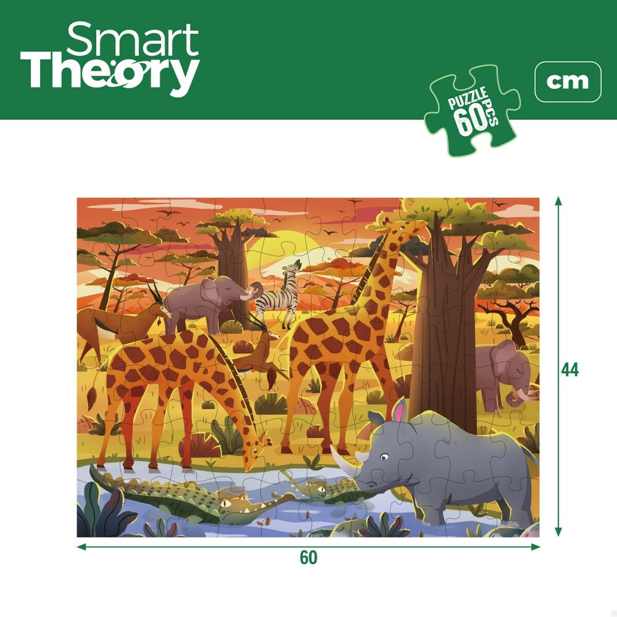 Kinderpuzzel Colorbaby Wild Animals 60 Onderdelen 60 x 44 cm (6 Stuks)