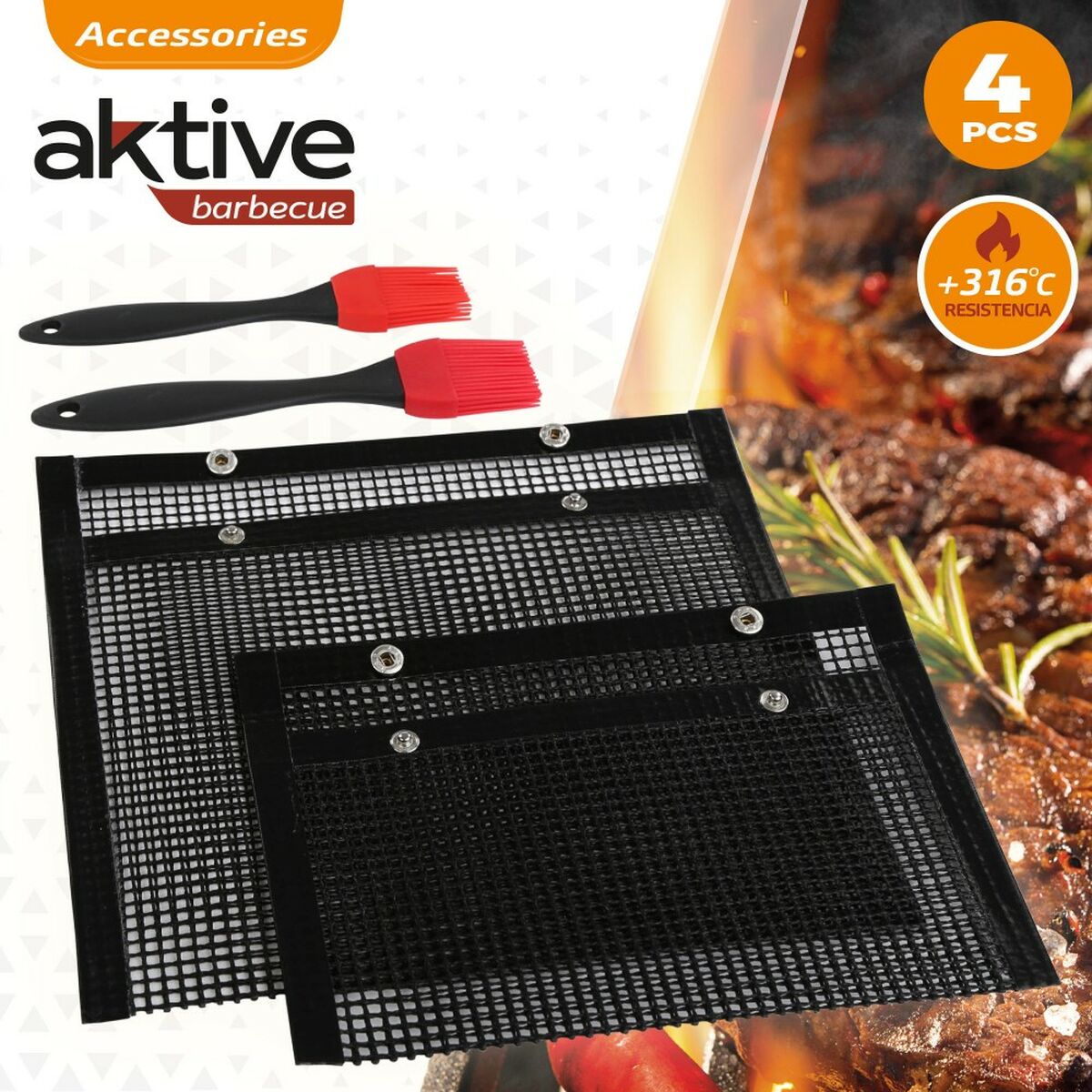 Barbecue Draagbare Aktive Siliconen Plastic 27 x 24,5 x 0,4 cm