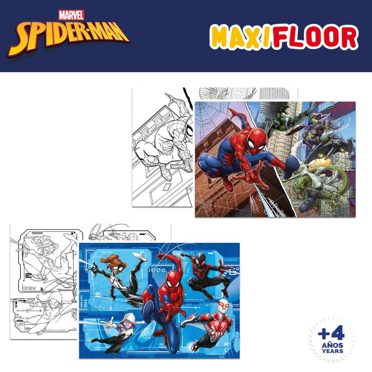 Kinderpuzzel Spider-Man Dubbelzijdig 4-in-1 48 Onderdelen 35 x 1,5 x 25 cm (6 Stuks)