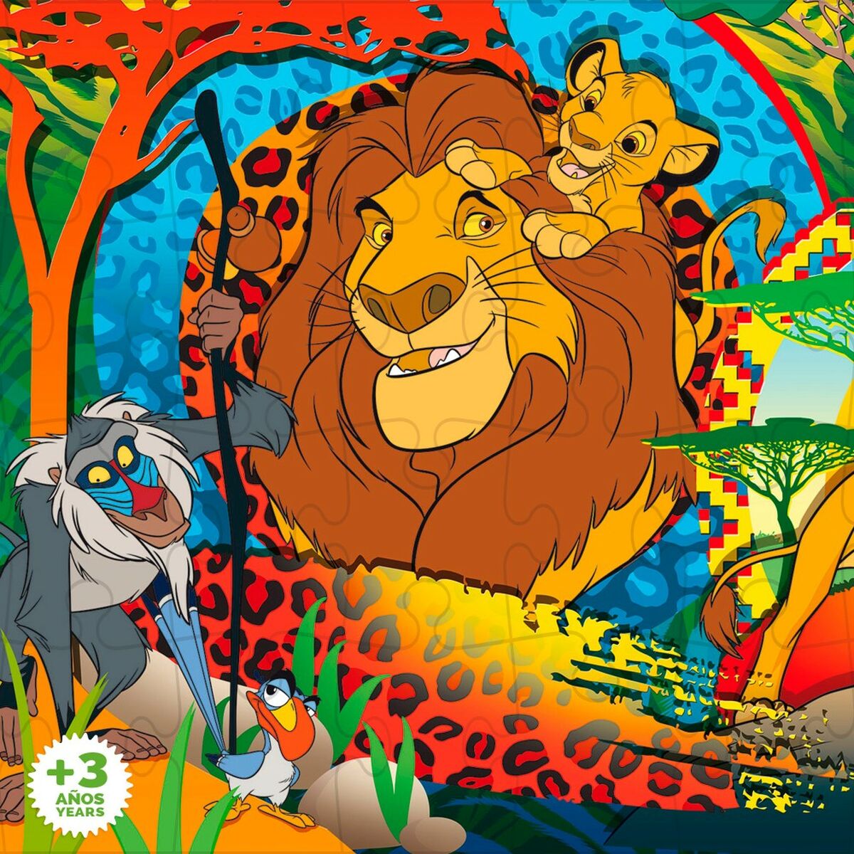 Kinderpuzzel The Lion King Dubbelzijdig 24 Onderdelen 70 x 1,5 x 50 cm (12 Stuks)