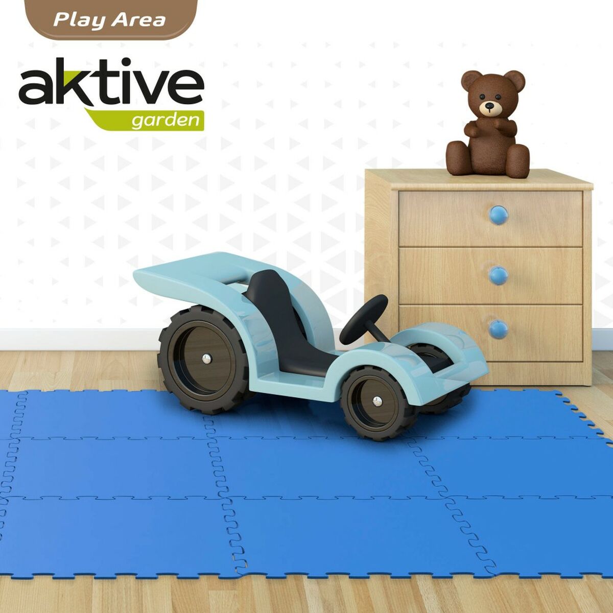 Kinderpuzzel Aktive Blauw 9 Onderdelen EVA-rubber 50 x 0,4 x 50 cm (4 Stuks)