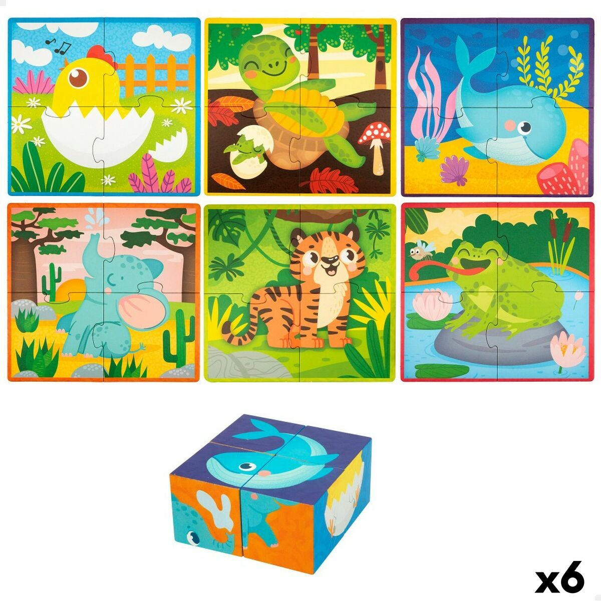3D puzzel Lisciani 4 Onderdelen 22 x 23 x 1 cm (6 Stuks) dieren