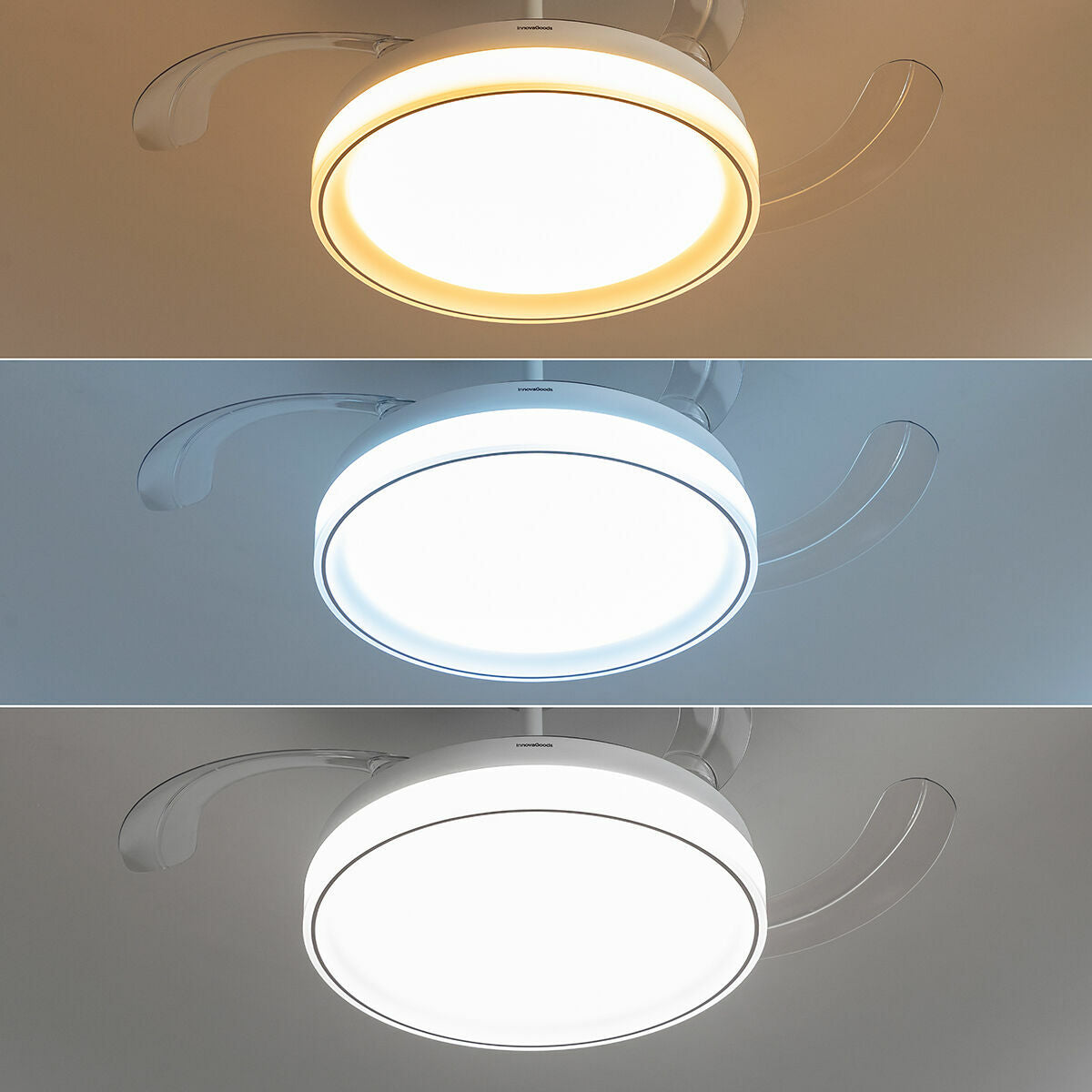 Plafondventilator met ledverlichting en 4 inklapbare bladen Blalefan InnovaGoods Wit 72 W Ø49,5-104 cm