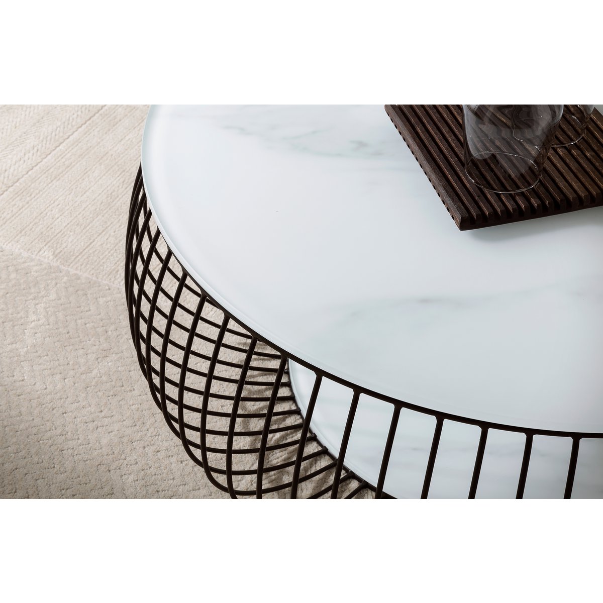 Salontafel Ø 86 cm zwart/wit