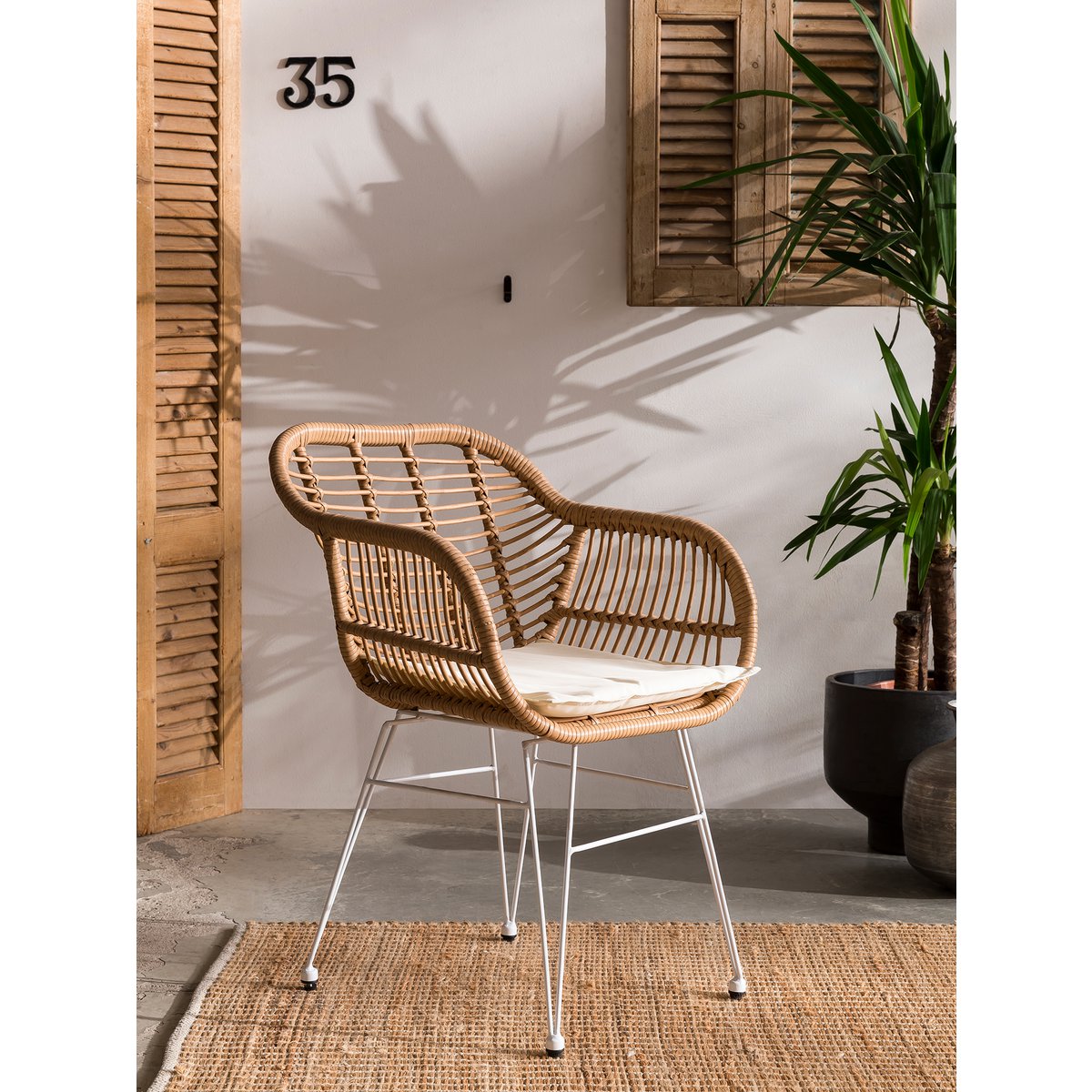 Set van 2 fauteuils in rotan look, naturel