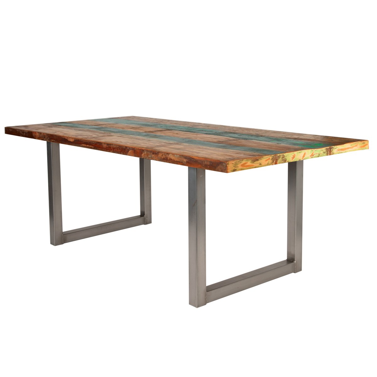 Tafel 180x100 cm, kleurrijk hergebruikt hout