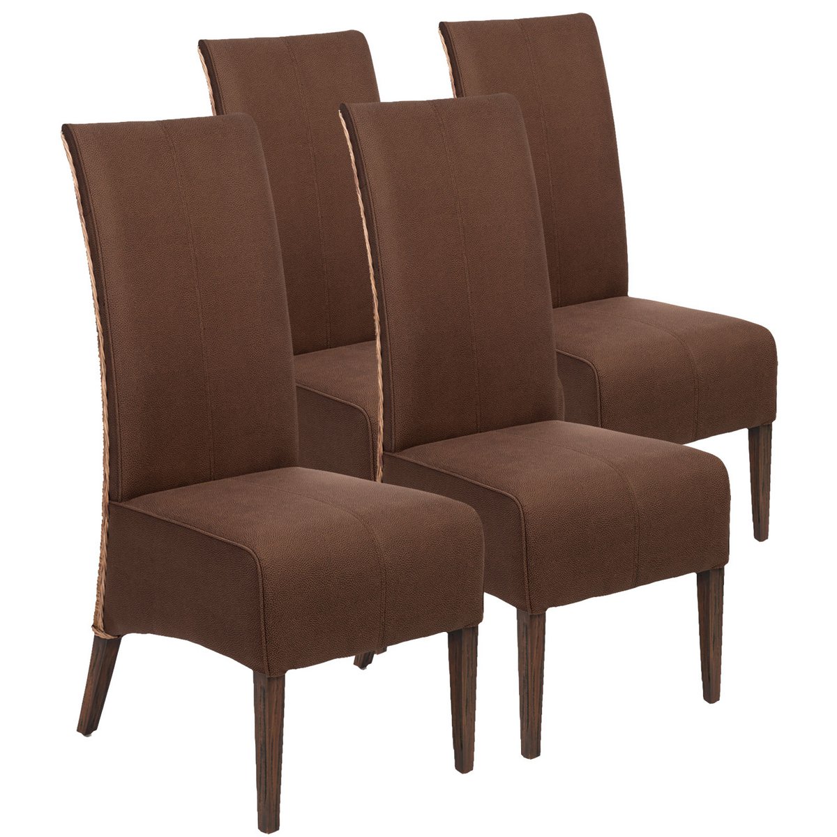 Rattan stoelen gezet 4 stukken eetkamerstoelen Antonio gestoffeerde stoelen bruin gestoffeerd wilde lederen look roggog