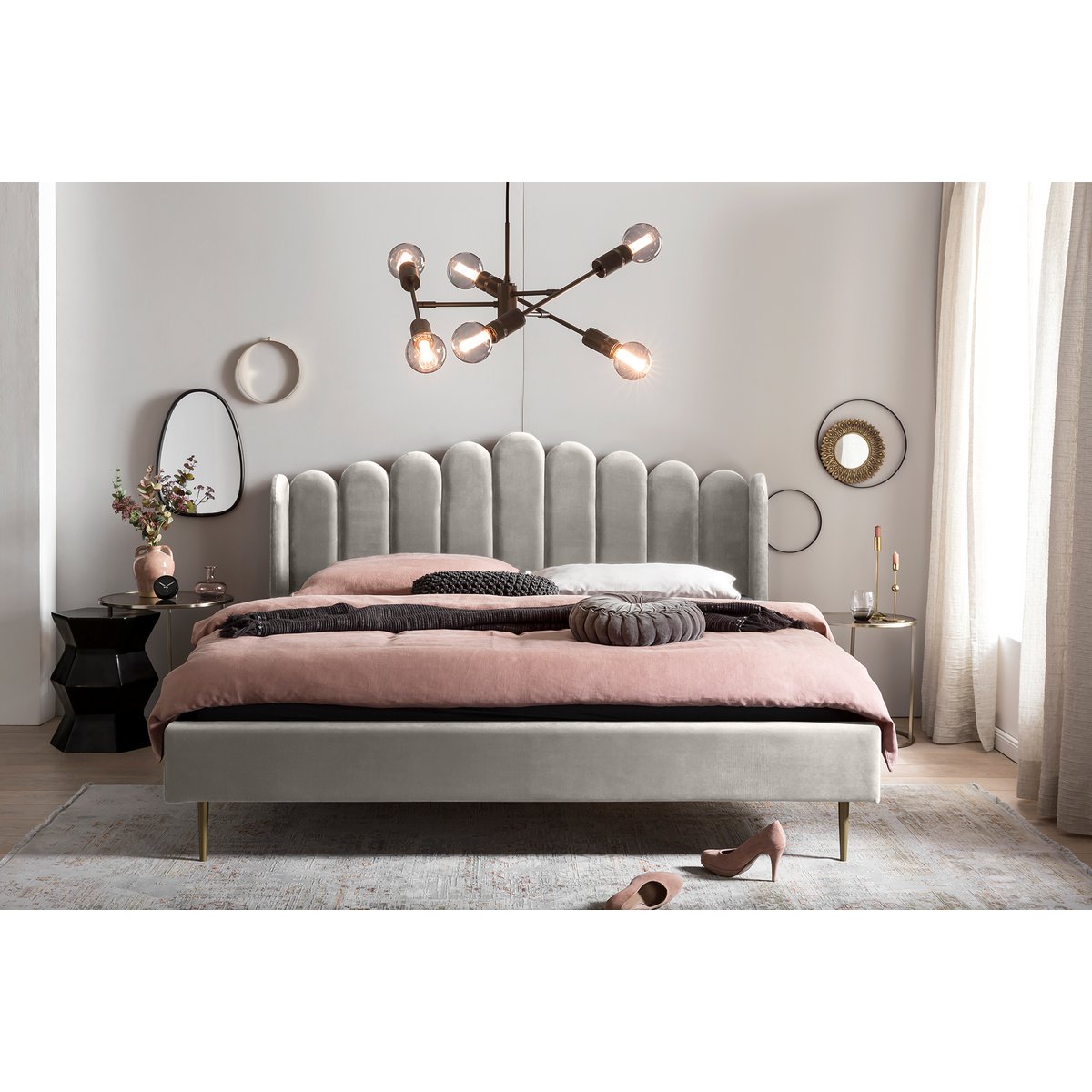Fluwelen schelpenbed 180x200 cm