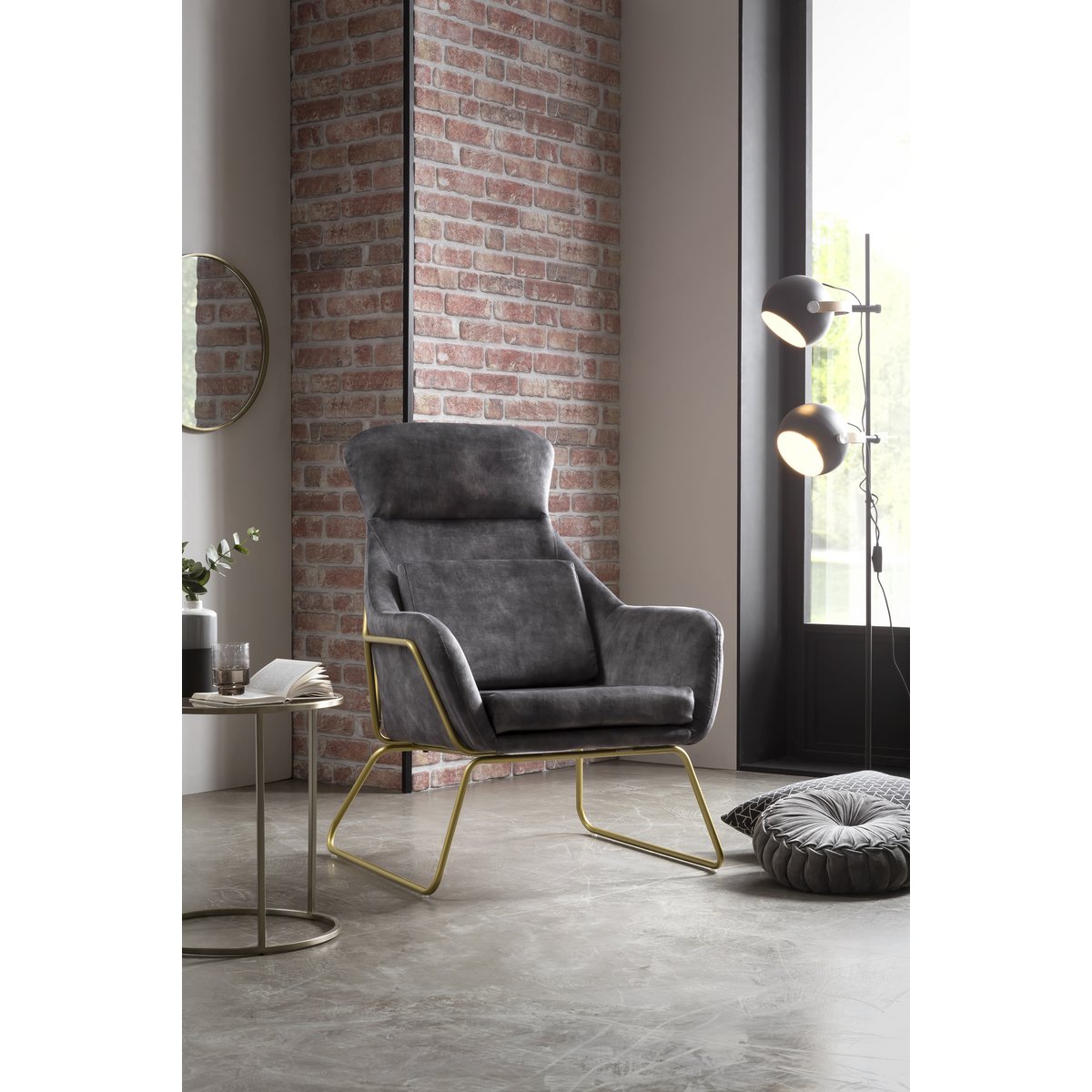 Loungestoel van grijs fluweel