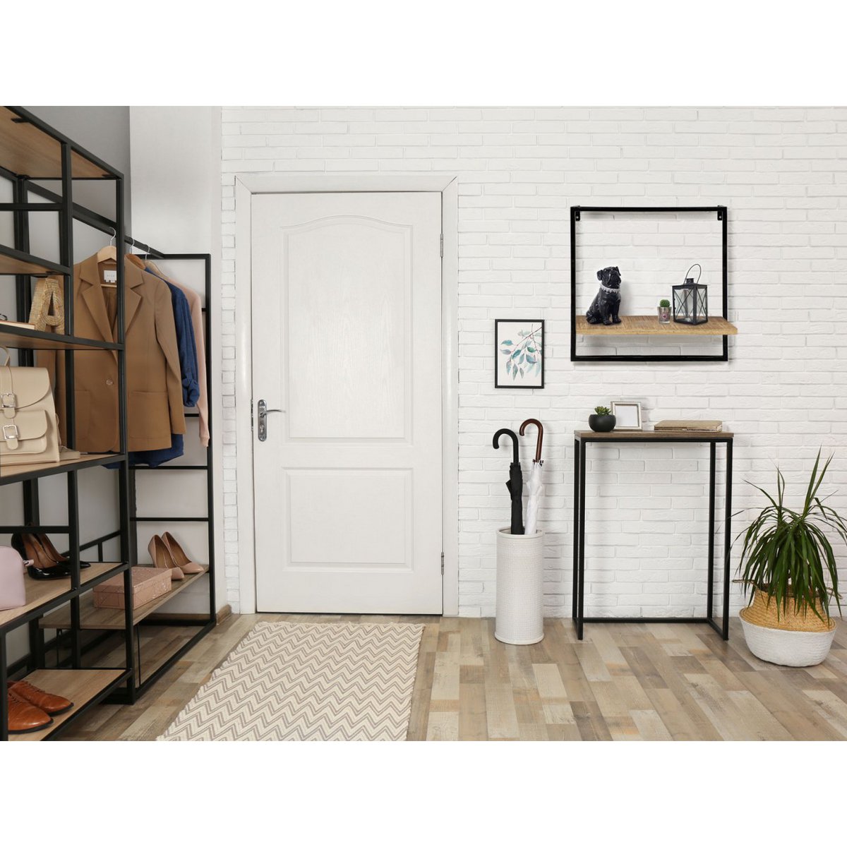 Hangplank wandplank boekenplank boekenplank 50x50x25 cm Dock metalen frame zwart