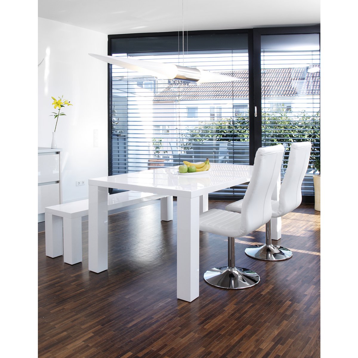 Set van 4 eetkamerstoelen in wit kunstleer look