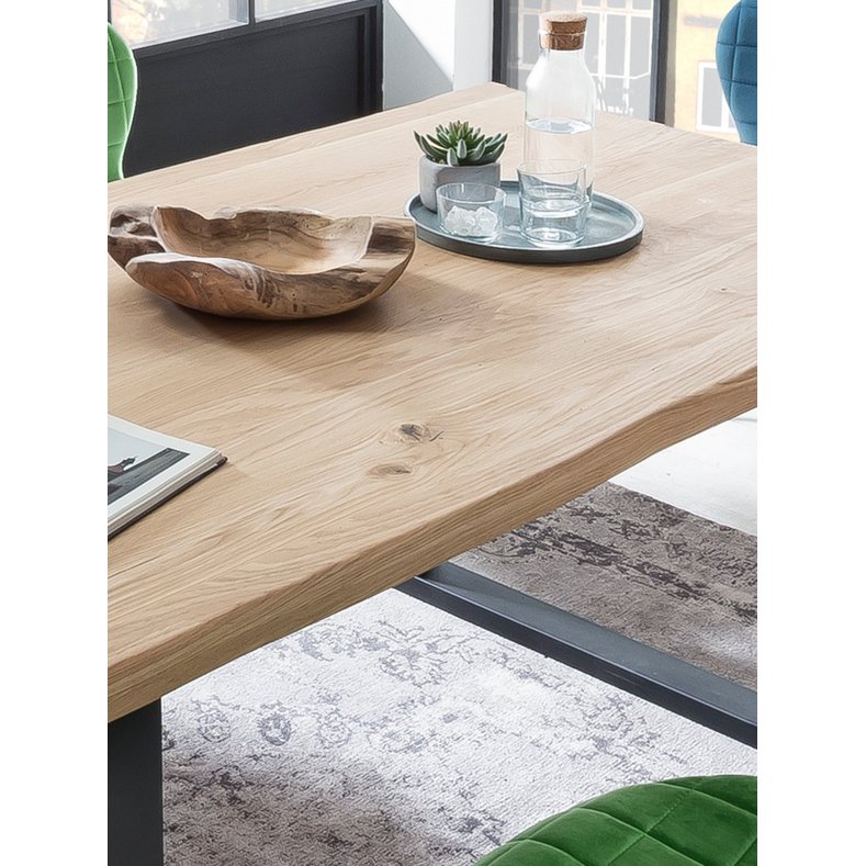 Tafel 200x100 cm, wilde eik, zilveren frame
