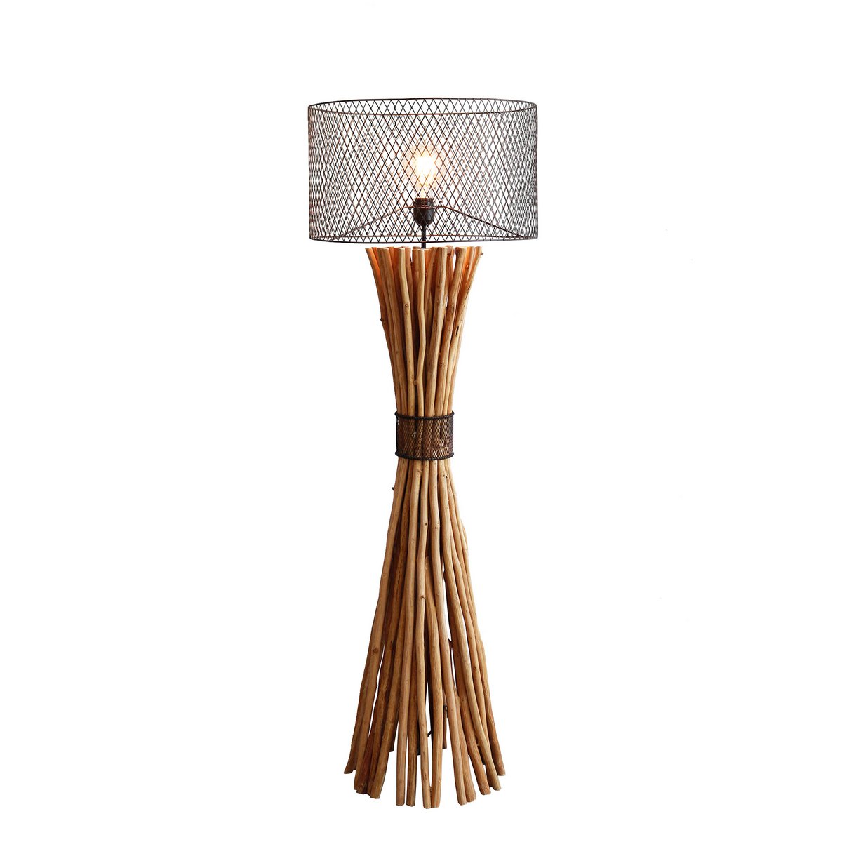 Vloerlamp drijfhout naturel/zwart 149 cm