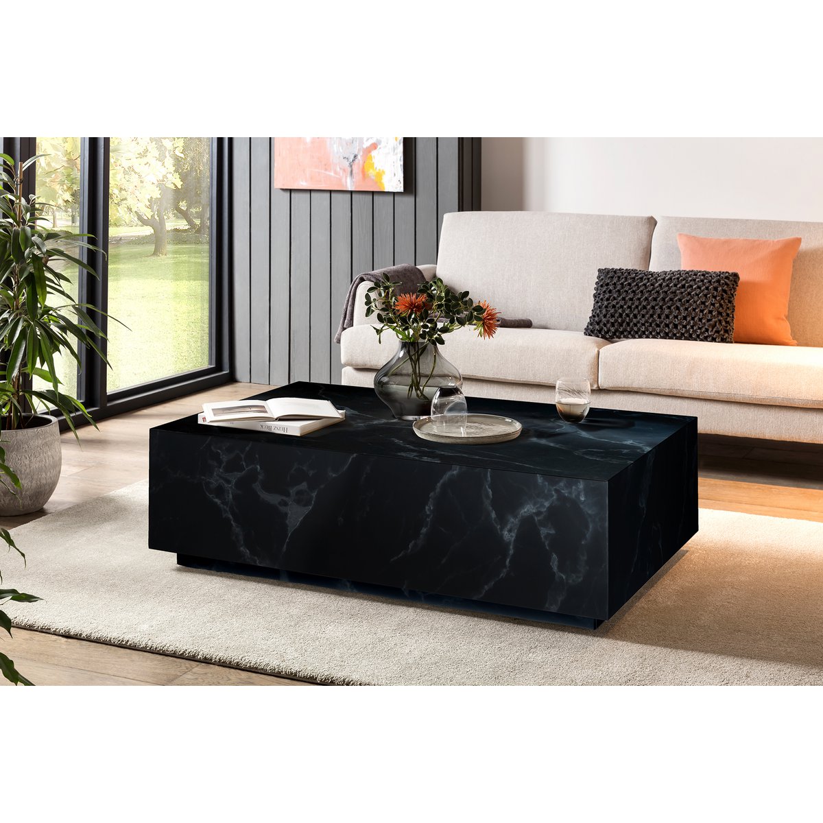 Salontafel zwart, 120x75 cm