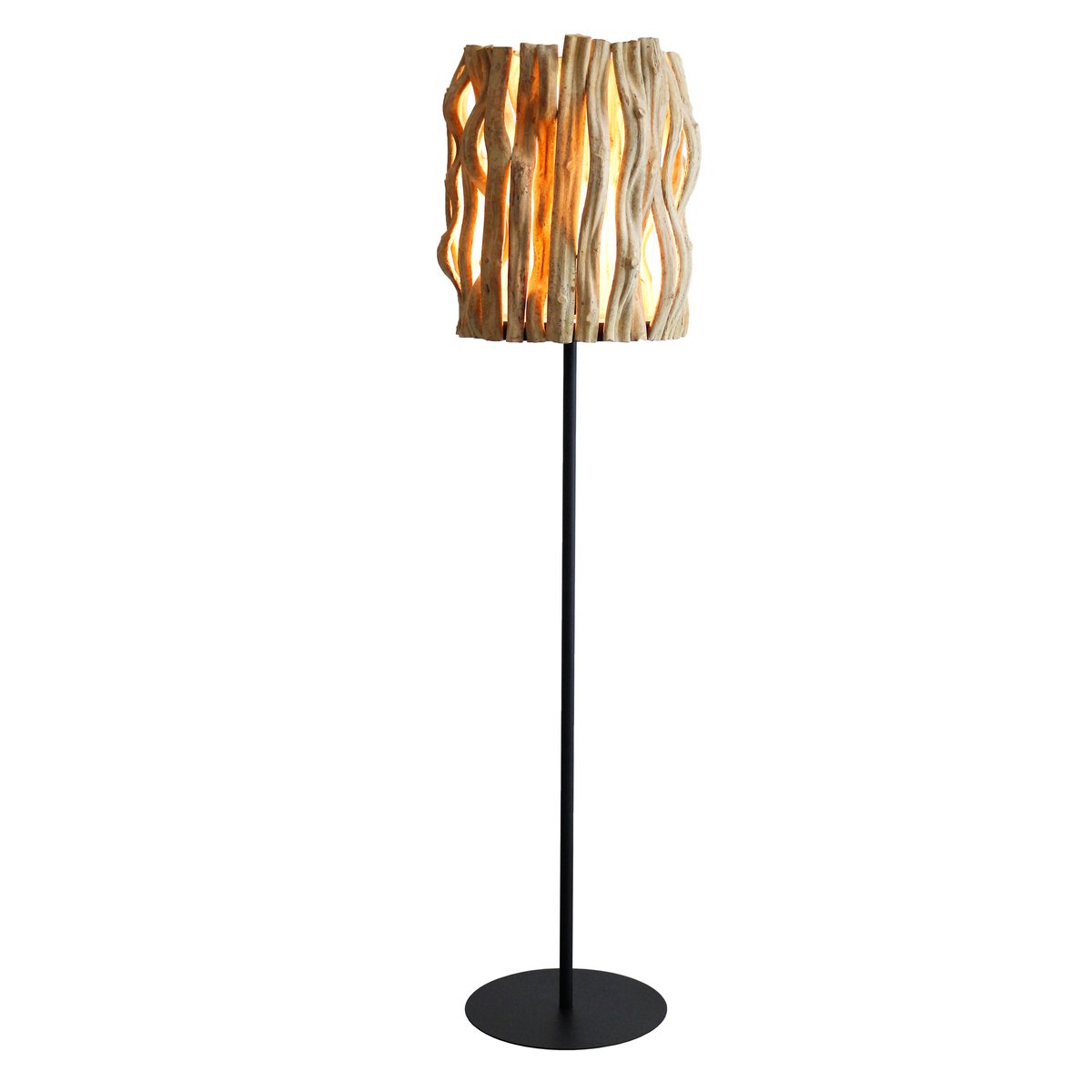 Vloerlamp drijfhout naturel/zwart 140 cm