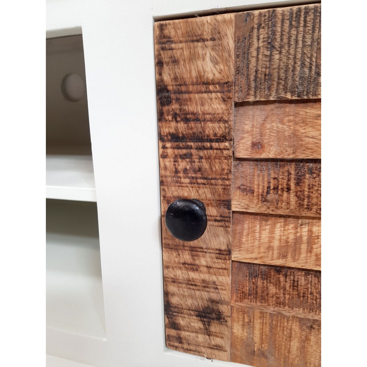 TV-lowboard TV-meubel B 114 H 45 cm massief houten TV-meubel Ibiza wit massief mangohout
