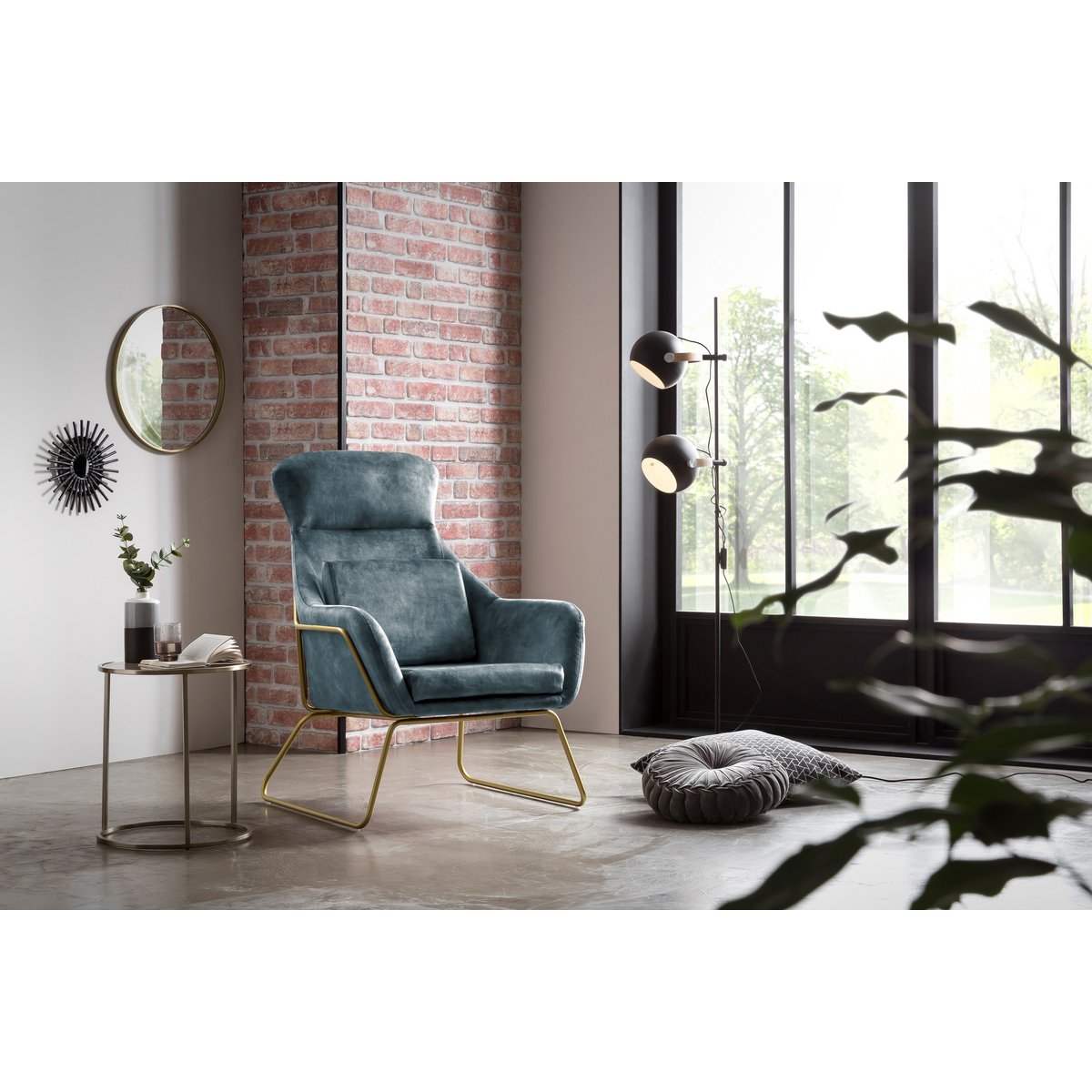 Relax fauteuil van velours velours blauw