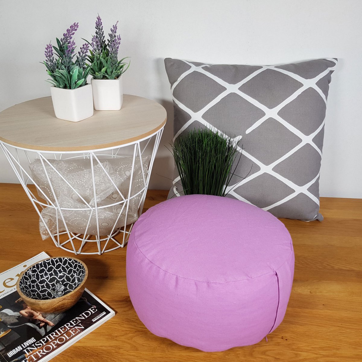 Yoga -kussens Meditatiekussenstoel Kushion Vloer kussen Lotus rond H 14 x Ø 31 cm Cover Wasbaar