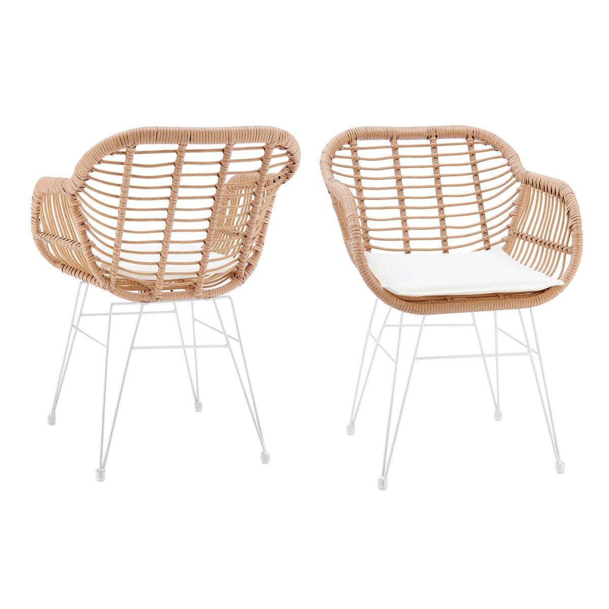 Set van 2 fauteuils in rotan look, naturel