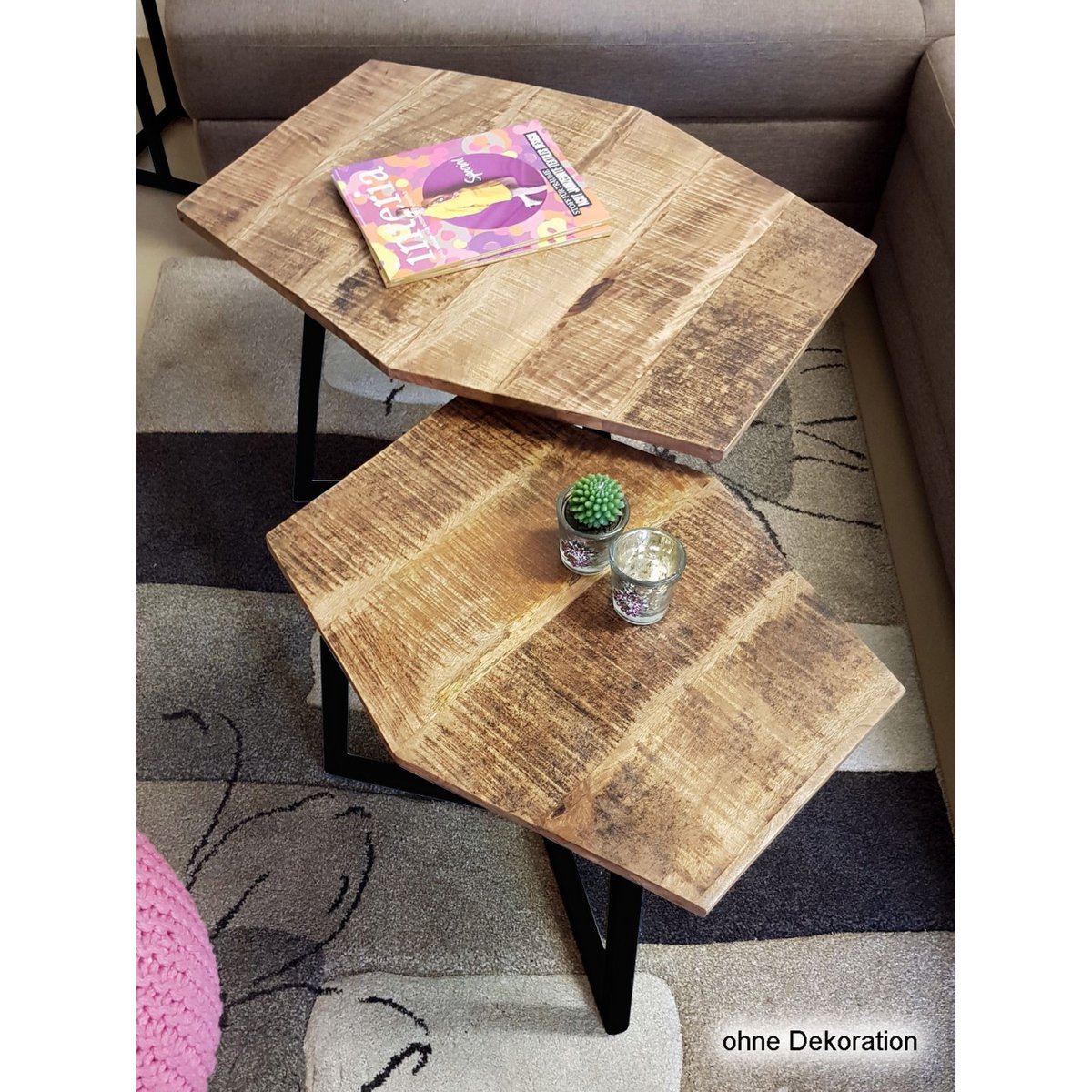 Set van 2 salontafels (6 stuks) 1 pallet woonkamertafel München metalen frame