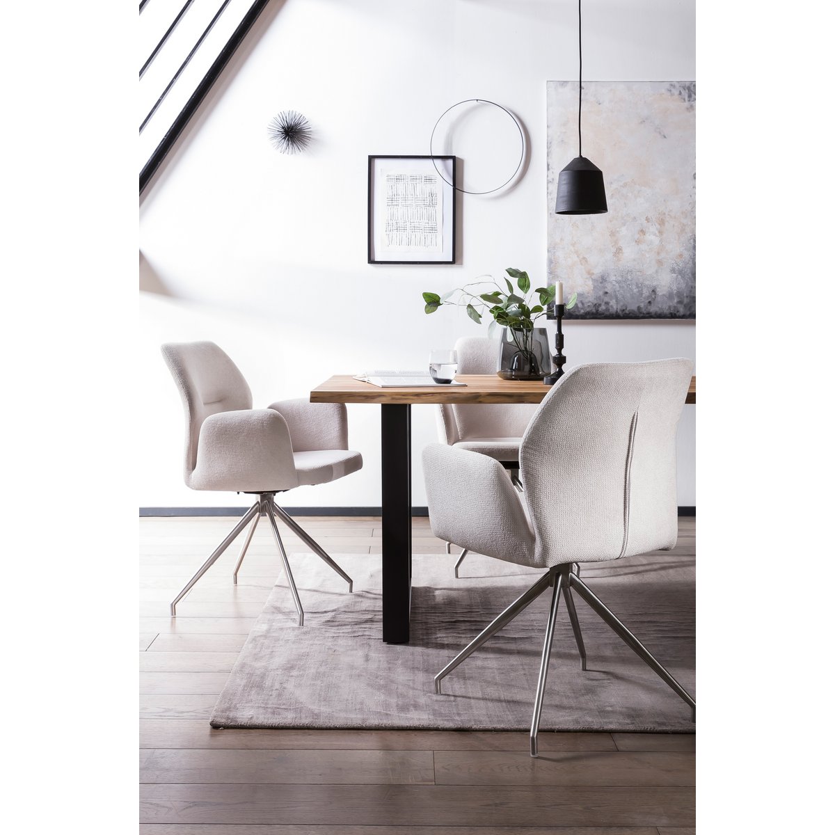 Fauteuil met 180° draaifunctie lichtgrijs, zitting met pocketveringkern